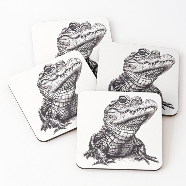 Item preview, Black and white Crocodile drawing designed and sold by Pencil-Art.