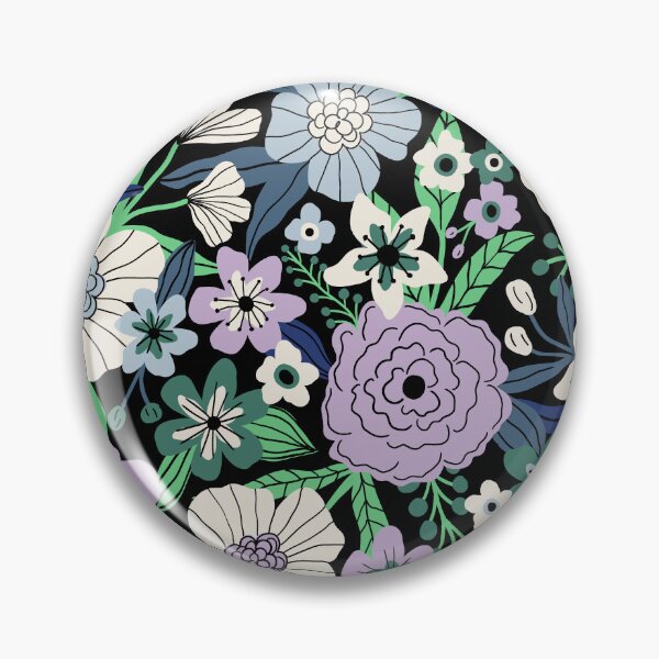 Item preview, Vintage flower garden - Blue and lilac on black designed and sold by Illustrated by Nat.