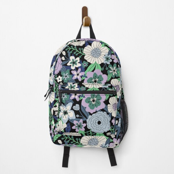 Item preview, Vintage flower garden - Blue and lilac on black designed and sold by Illustrated by Nat.
