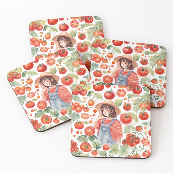 Item preview, Sweet Summer Tomato Girl Gardener Watercolor designed and sold by Shelley Loewnau-Jones Studio.