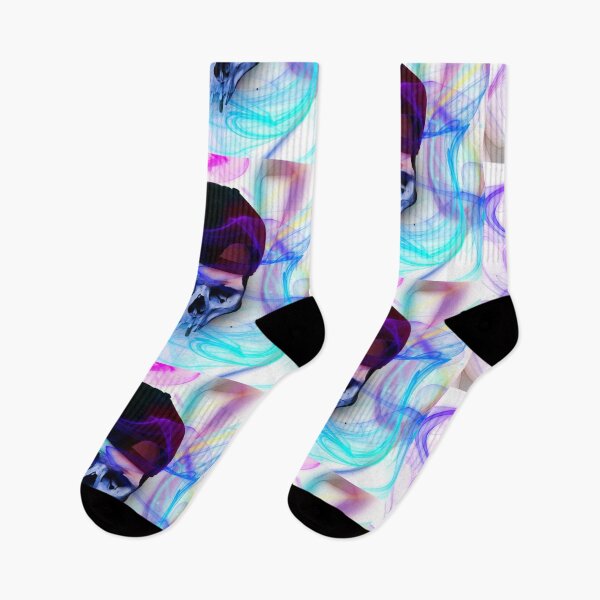 Item preview, Skull and blue flames, rainbow smoke, bright smoke, skulls wearing hats, cool gifts for teens designed and sold by FACELESS MONKEY.