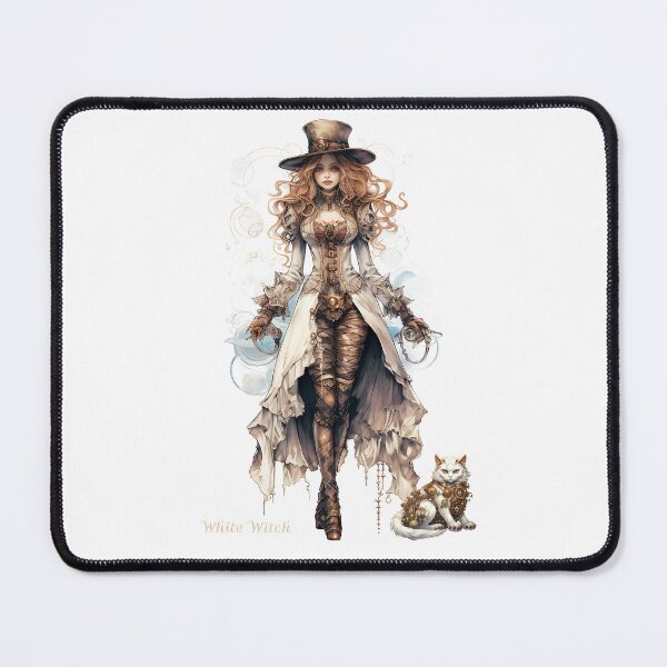 Item preview, Steampunk Beautiful White Witch witrh Cat 5 designed and sold by IBTees.