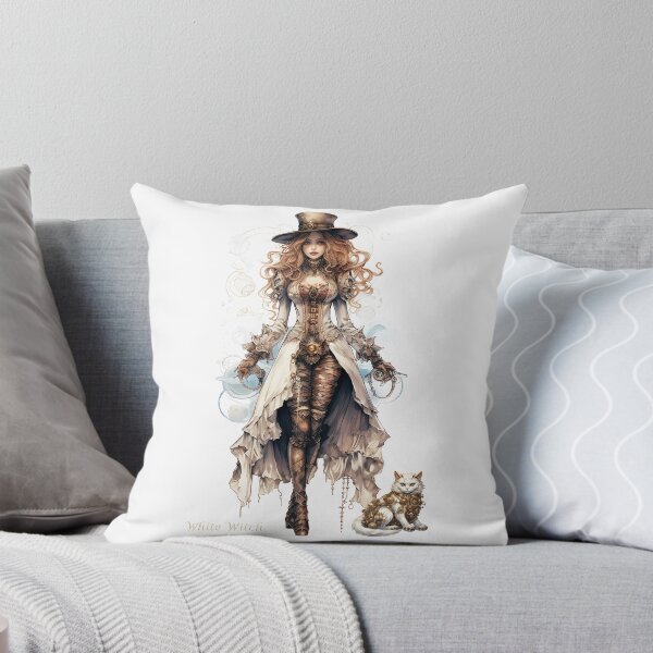 Item preview, Steampunk Beautiful White Witch witrh Cat 5 designed and sold by IBTees.
