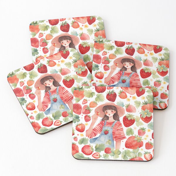Item preview, Sweet Summer Strawberry Girl Gardener Watercolor designed and sold by Shelley Loewnau-Jones Studio.