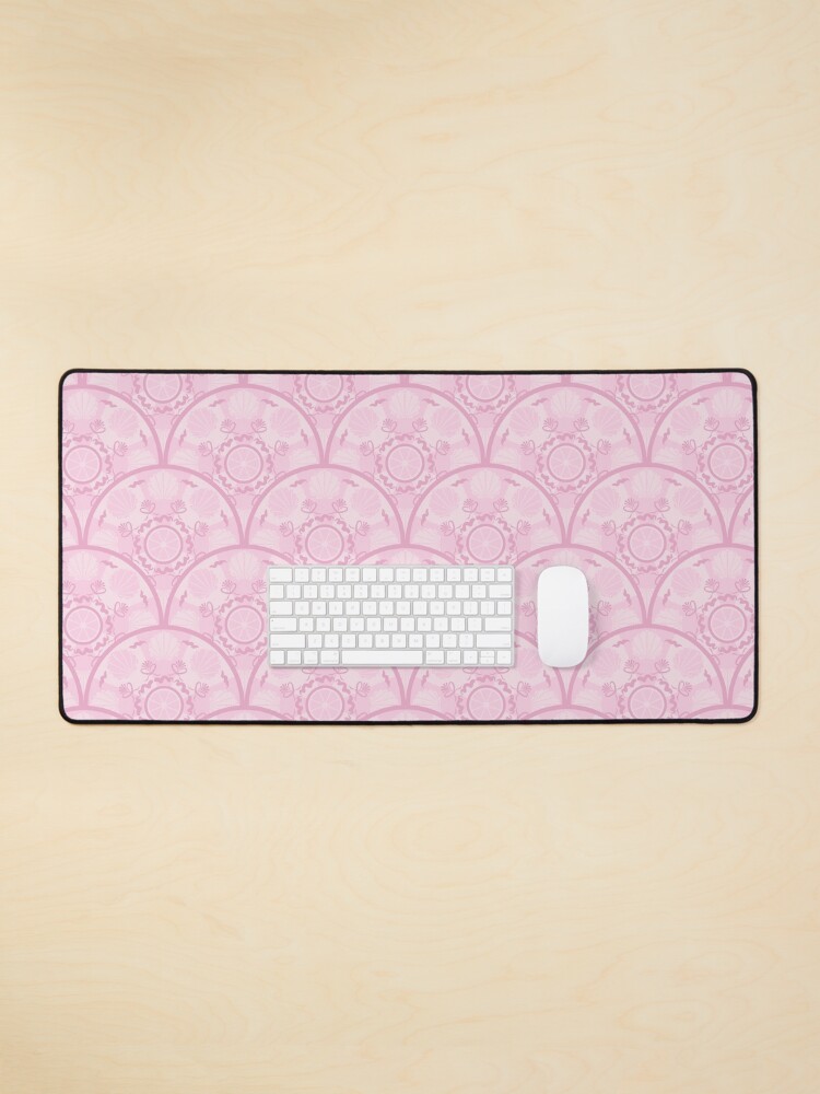 Mouse Pad, Dusky Rose Preppy In Pink Art Deco Scallop designed and sold by Triplicate Limited