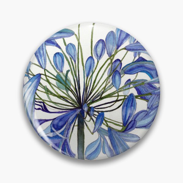Item preview, Blue Agapanthus Flower watercolour Painting designed and sold by esvb.