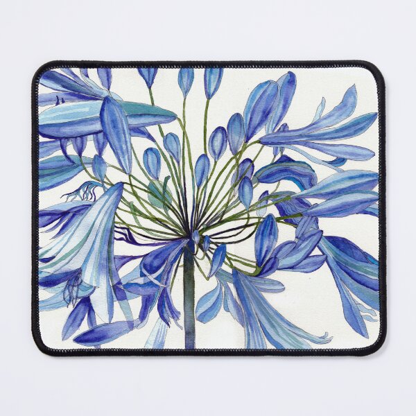 Item preview, Blue Agapanthus Flower watercolour Painting designed and sold by esvb.