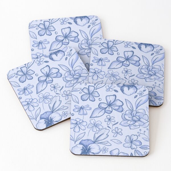 Item preview, Blue florals designed and sold by Hailey Gal Art.