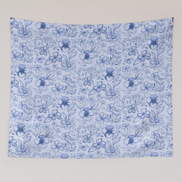 Item preview, Blue florals designed and sold by Hailey Gal Art.