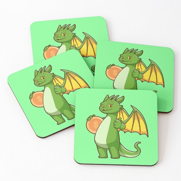 Item preview,  Green Dragon Holding Gold Coin Thumbs Up Cartoon Vector Icon designed and sold by hjian8219.