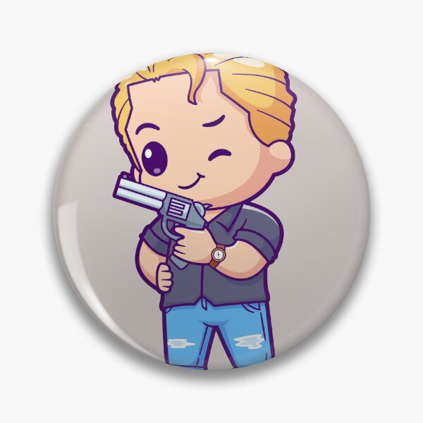 Item preview, Cute Man Holding Gun Pistol Cartoon Vector Icon designed and sold by hjian8219.