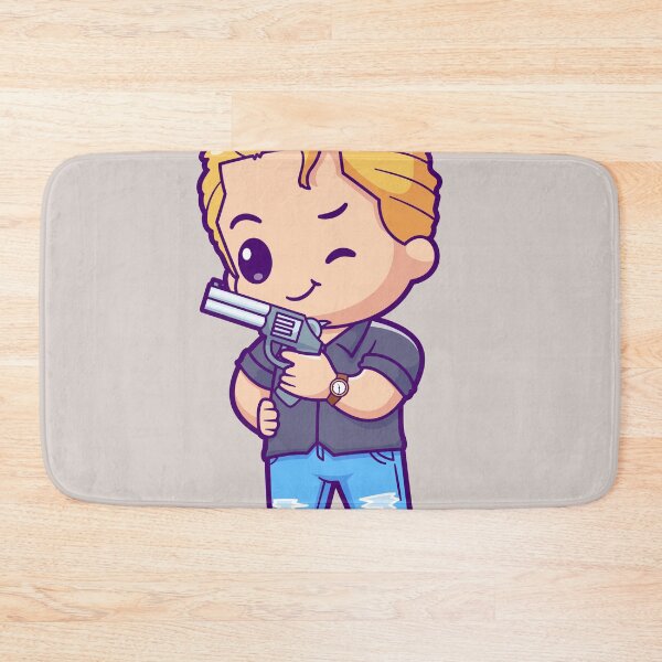 Item preview, Cute Man Holding Gun Pistol Cartoon Vector Icon designed and sold by hjian8219.