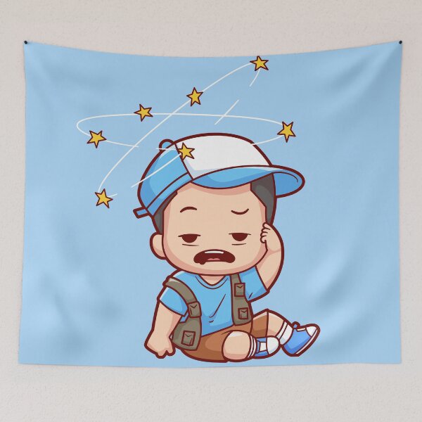 Item preview, Cute Boy with Headache Cartoon Vector Icon designed and sold by hjian8219.