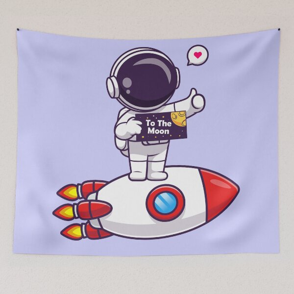 Item preview, Cute Astronaut Holding Space Board with Rocket Cartoon Vector Icon designed and sold by hjian8219.