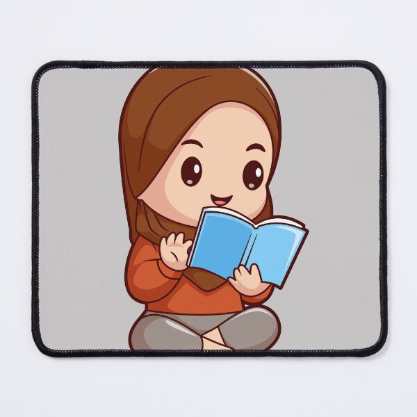 Item preview, Cute Girl in Hijab Reading Book Cartoon Vector Icon designed and sold by hjian8219.
