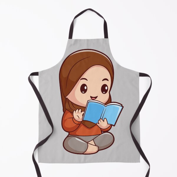 Item preview, Cute Girl in Hijab Reading Book Cartoon Vector Icon designed and sold by hjian8219.