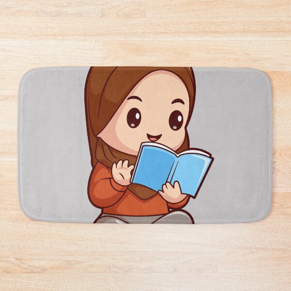 Item preview, Cute Girl in Hijab Reading Book Cartoon Vector Icon designed and sold by hjian8219.