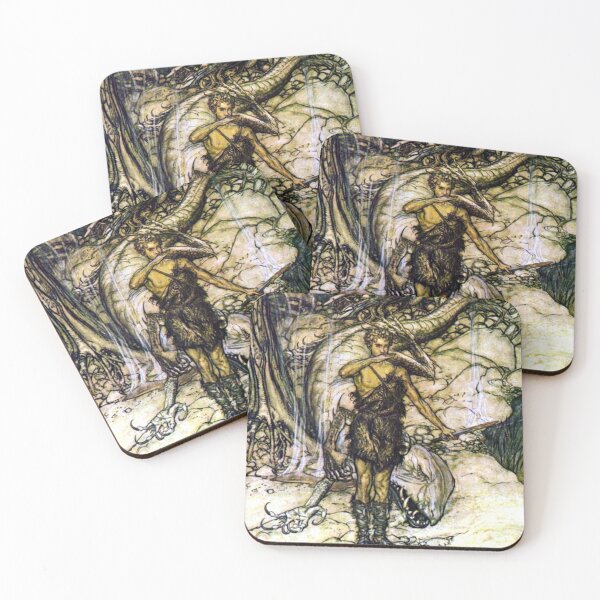 Item preview, Sigurd Tastes the Blood of Fafnir the Dragon - Arthur Rackham - "Siegfried and The Twilight of the Gods" designed and sold by forgottenbeauty.