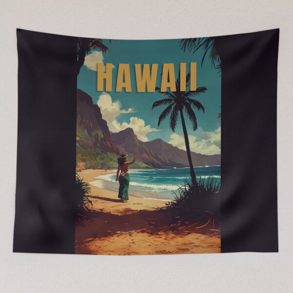 Item preview, Hawaii retro poster vacation relax gif designed and sold by La Loca.