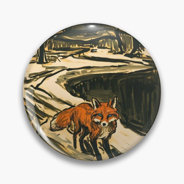 Item preview, Fox Portrait. Winter season, snowy fox, vintage fox, fox painting, Edvard Munch style designed and sold by FoxVibes.