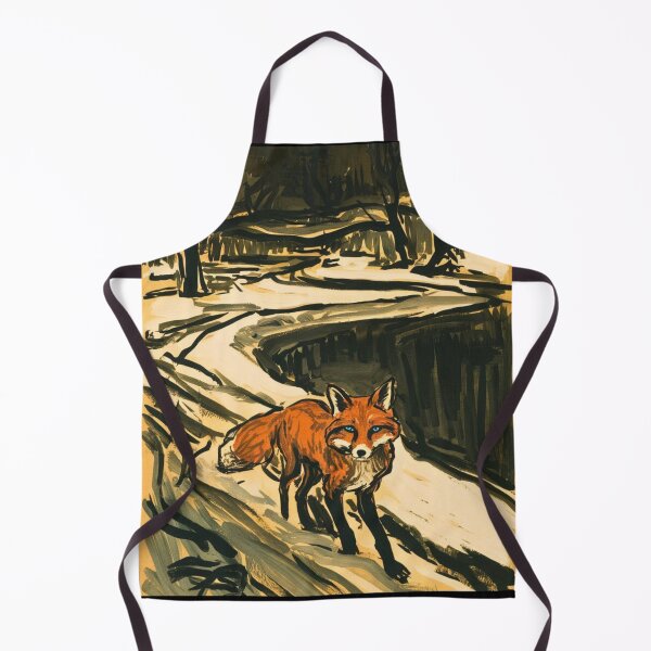 Item preview, Fox Portrait. Winter season, snowy fox, vintage fox, fox painting, Edvard Munch style designed and sold by FoxVibes.