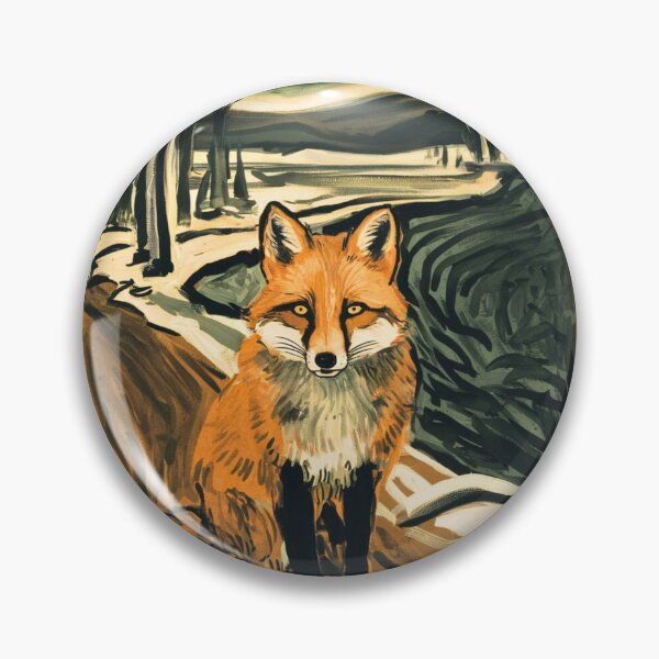 Item preview, Fox Portrait. Winter season, snowy fox, vintage fox, fox painting, Edvard Munch style designed and sold by FoxVibes.