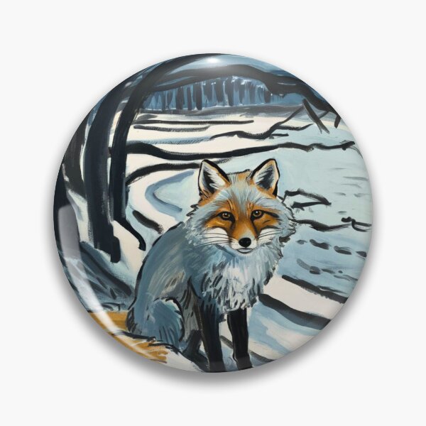 Item preview, Fox Portrait. Winter season, snowy fox, vintage fox, fox painting, Edvard Munch style designed and sold by FoxVibes.