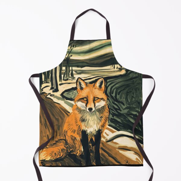 Item preview, Fox Portrait. Winter season, snowy fox, vintage fox, fox painting, Edvard Munch style designed and sold by FoxVibes.