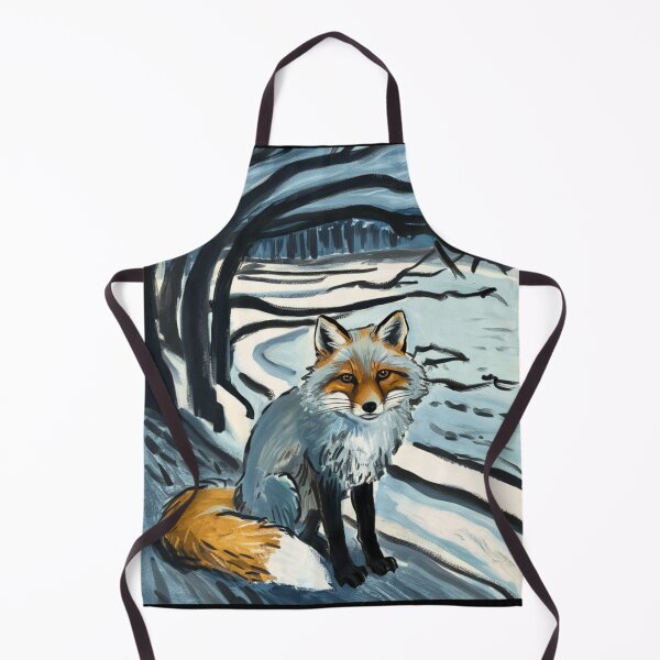 Item preview, Fox Portrait. Winter season, snowy fox, vintage fox, fox painting, Edvard Munch style designed and sold by FoxVibes.