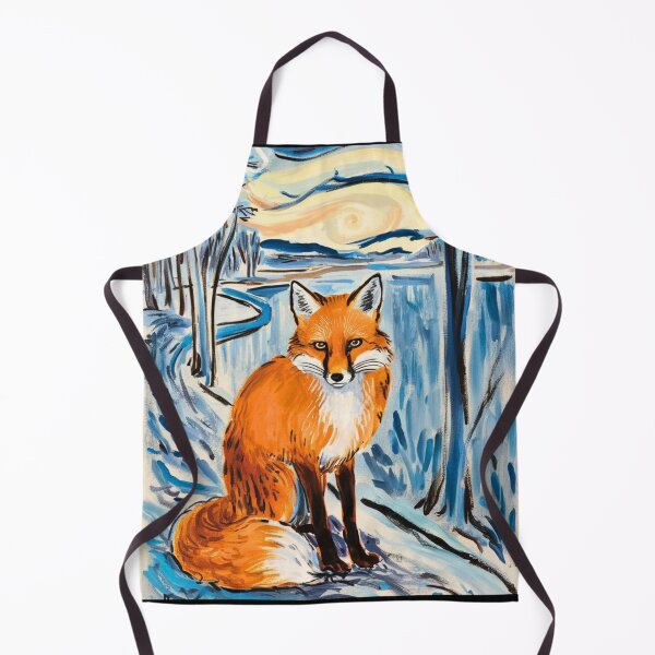 Item preview, Fox Portrait. Winter season, snowy fox, vintage fox, fox painting, Edvard Munch style designed and sold by FoxVibes.