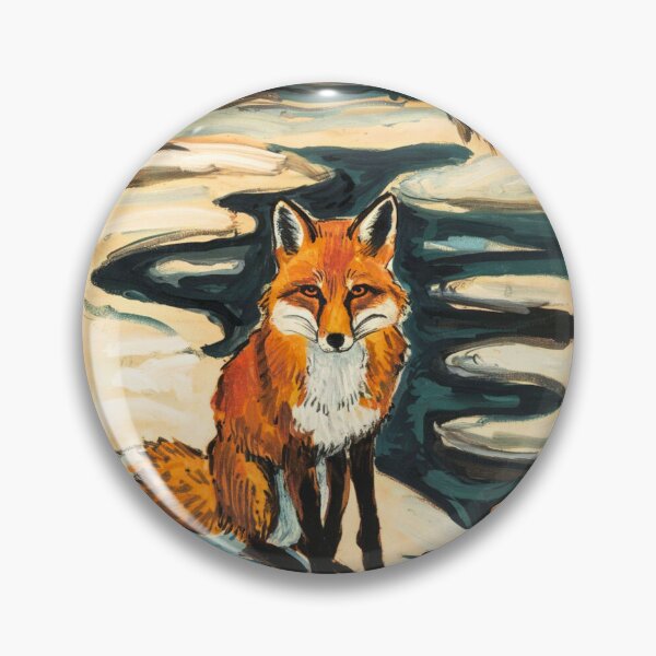 Item preview, Fox Portrait. Winter season, snowy fox, vintage fox, fox painting, Edvard Munch style designed and sold by FoxVibes.