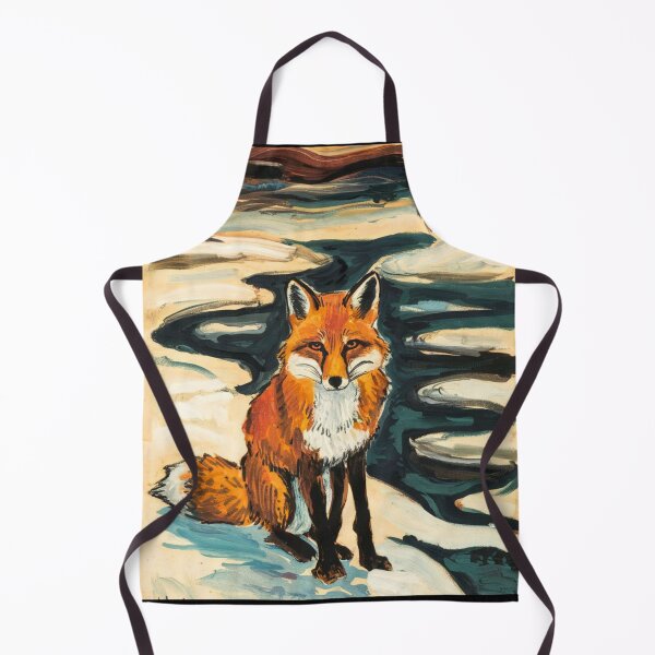 Item preview, Fox Portrait. Winter season, snowy fox, vintage fox, fox painting, Edvard Munch style designed and sold by FoxVibes.