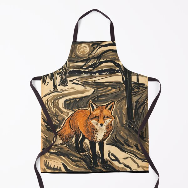 Item preview, Fox Portrait. Winter season, snowy fox, vintage fox, fox painting, Edvard Munch style designed and sold by FoxVibes.