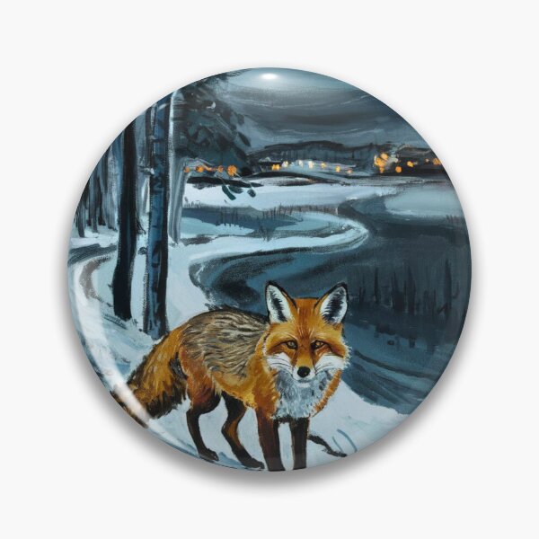 Item preview, Fox Portrait. Winter season, snowy fox, vintage fox, fox painting, Edvard Munch style designed and sold by FoxVibes.