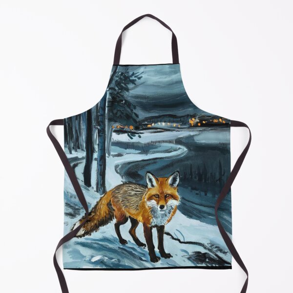 Item preview, Fox Portrait. Winter season, snowy fox, vintage fox, fox painting, Edvard Munch style designed and sold by FoxVibes.