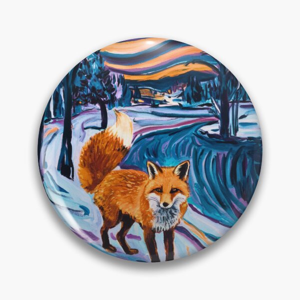 Item preview, Fox Portrait. Winter season, snowy fox, vintage fox, fox painting, Edvard Munch style designed and sold by FoxVibes.