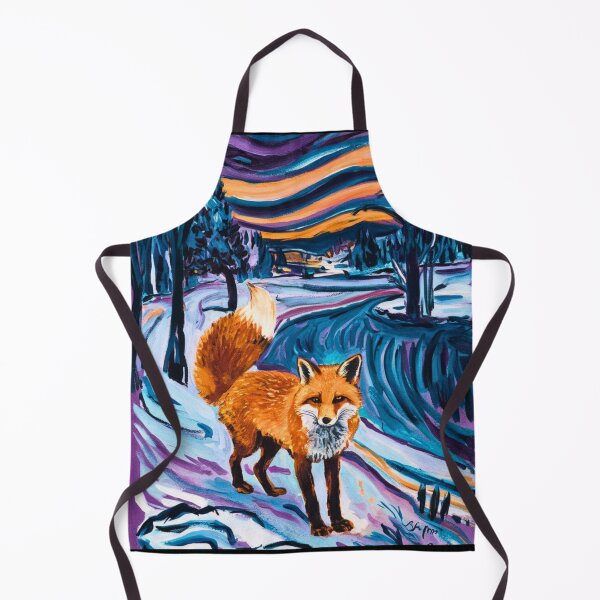 Item preview, Fox Portrait. Winter season, snowy fox, vintage fox, fox painting, Edvard Munch style designed and sold by FoxVibes.