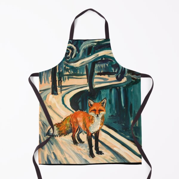 Item preview, Fox Portrait. Winter season, snowy fox, vintage fox, fox painting, Edvard Munch style designed and sold by FoxVibes.