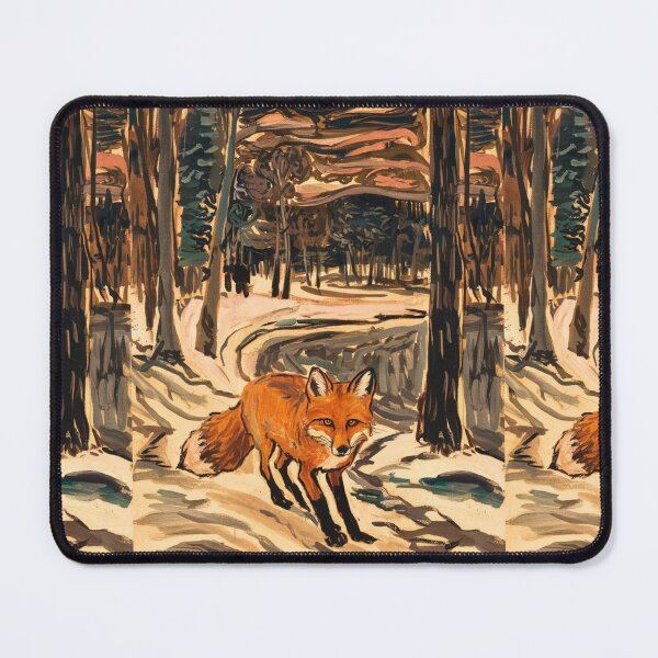 Item preview, Fox Portrait. Winter season, snowy fox, vintage fox, fox painting, Edvard Munch style designed and sold by FoxVibes.
