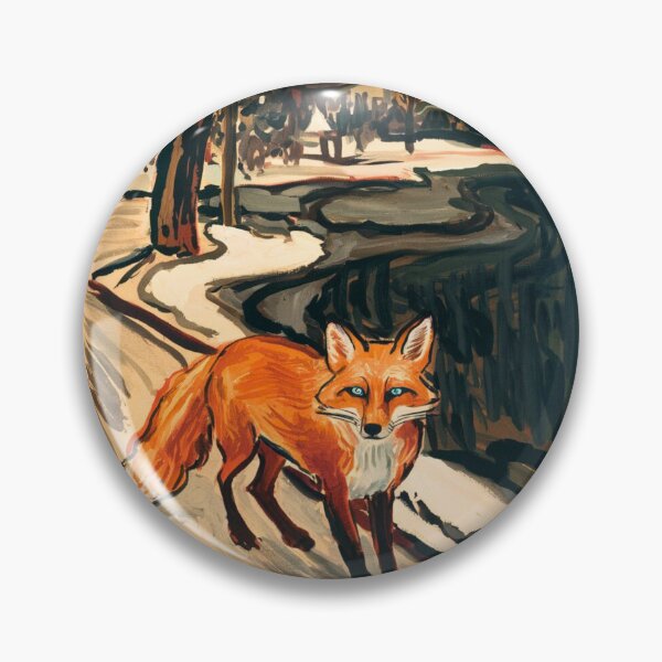 Item preview, Fox Portrait. Winter season, snowy fox, vintage fox, fox painting, Edvard Munch style designed and sold by FoxVibes.