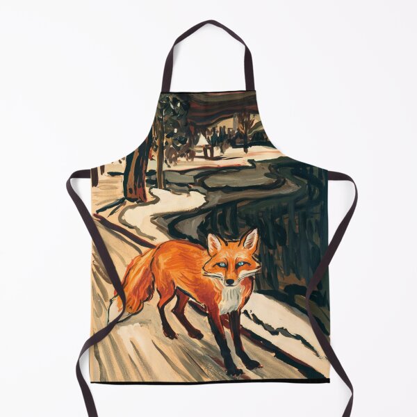 Item preview, Fox Portrait. Winter season, snowy fox, vintage fox, fox painting, Edvard Munch style designed and sold by FoxVibes.