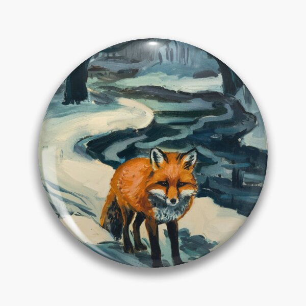 Item preview, Fox Portrait. Winter season, snowy fox, vintage fox, fox painting, Edvard Munch style designed and sold by FoxVibes.