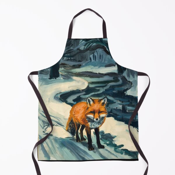 Item preview, Fox Portrait. Winter season, snowy fox, vintage fox, fox painting, Edvard Munch style designed and sold by FoxVibes.