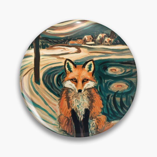 Item preview, Fox Portrait. Winter season, snowy fox, vintage fox, fox painting, Edvard Munch style designed and sold by FoxVibes.