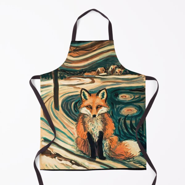 Item preview, Fox Portrait. Winter season, snowy fox, vintage fox, fox painting, Edvard Munch style designed and sold by FoxVibes.