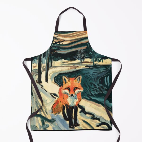 Item preview, Fox Portrait. Winter season, snowy fox, vintage fox, fox painting, Edvard Munch style designed and sold by FoxVibes.