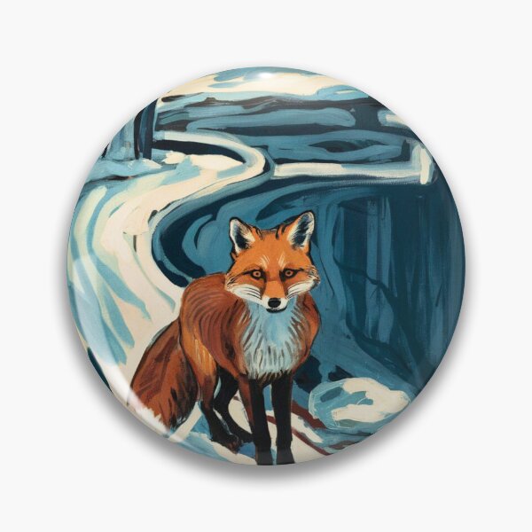 Item preview, Fox Portrait. Winter season, snowy fox, vintage fox, fox painting, Edvard Munch style designed and sold by FoxVibes.