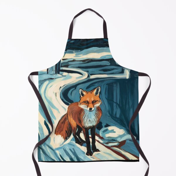 Item preview, Fox Portrait. Winter season, snowy fox, vintage fox, fox painting, Edvard Munch style designed and sold by FoxVibes.