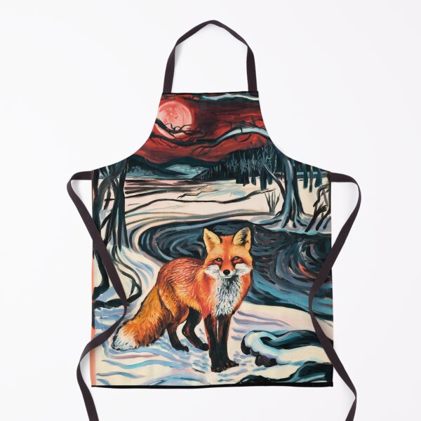 Item preview, Fox Portrait. Winter season, snowy fox, vintage fox, fox painting, Edvard Munch style designed and sold by FoxVibes.