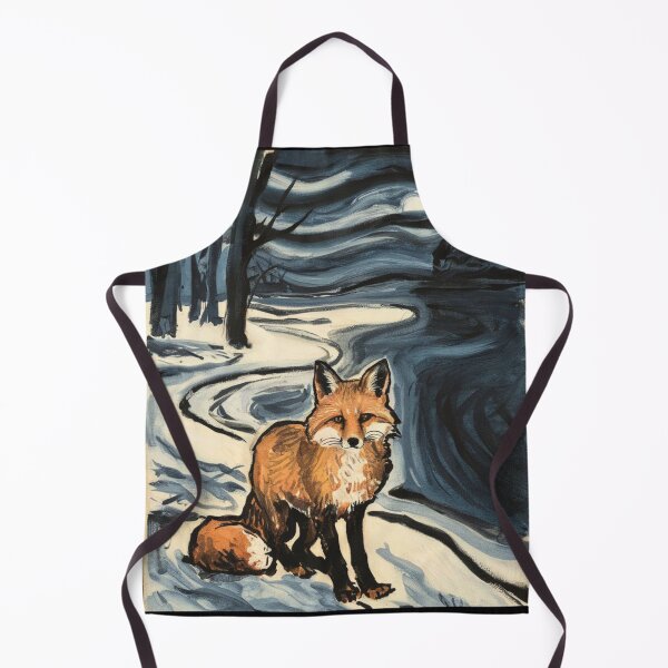 Item preview, Fox Portrait. Winter season, snowy fox, vintage fox, fox painting, Edvard Munch style designed and sold by FoxVibes.